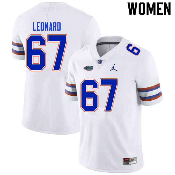 Women #67 Richie Leonard Florida Gators College Football Jersey White
